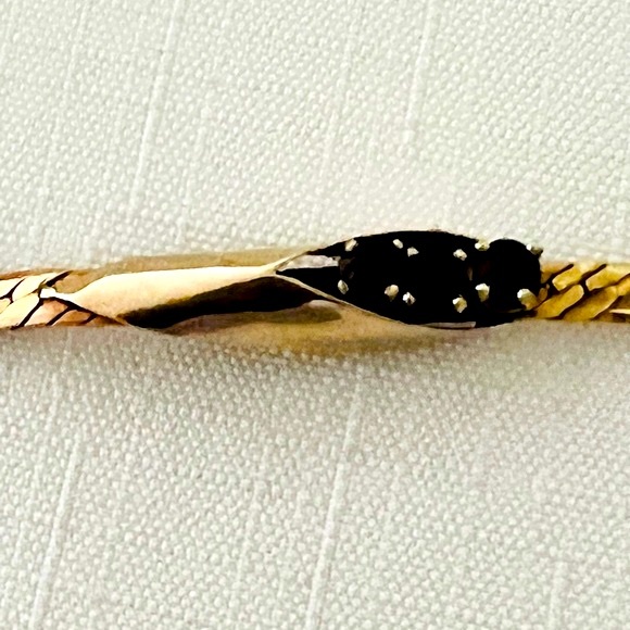 Bracelet~Italy 14K & 3~Garnets / Stamped / Vintage - Picture 4 of 16